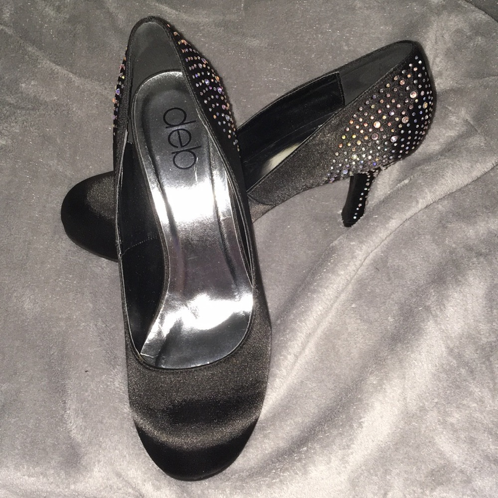 Black Rhinestone Heels New in Box PE